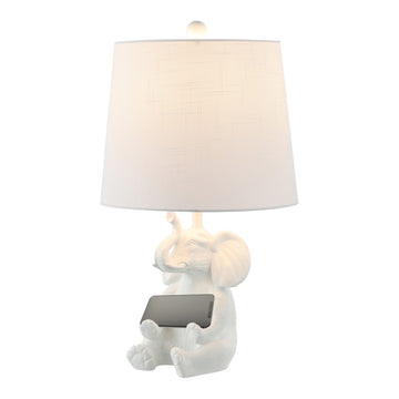 Kairi 21" Modern Shabby Chic Resin/Iron Happy Elephant LED Kids' Table Lamp with Phone Stand - JONATHAN Y